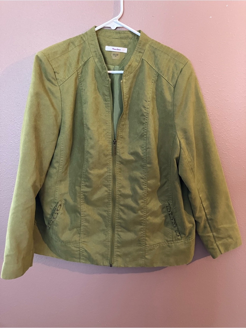 TanJay Olive-Tone Zip Front Utility Jacket